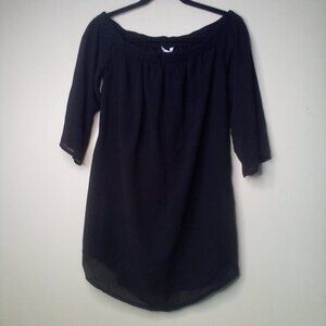 Meaveor Blouse Women L Short Sleeve Lined Black